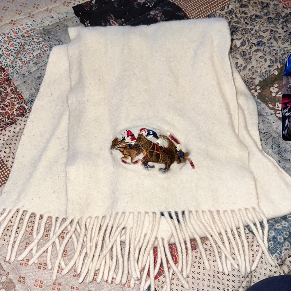90s Vintage Polo Ralph Lauren Italy Lambswool scarf 8” x 44”